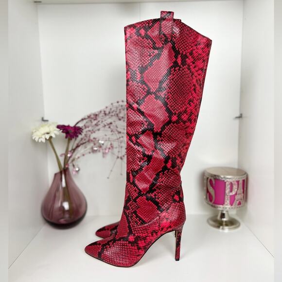 VINCE CAMUTO Kervana Croc Embossed Leather Knee High Boot - Picture 2 of 15